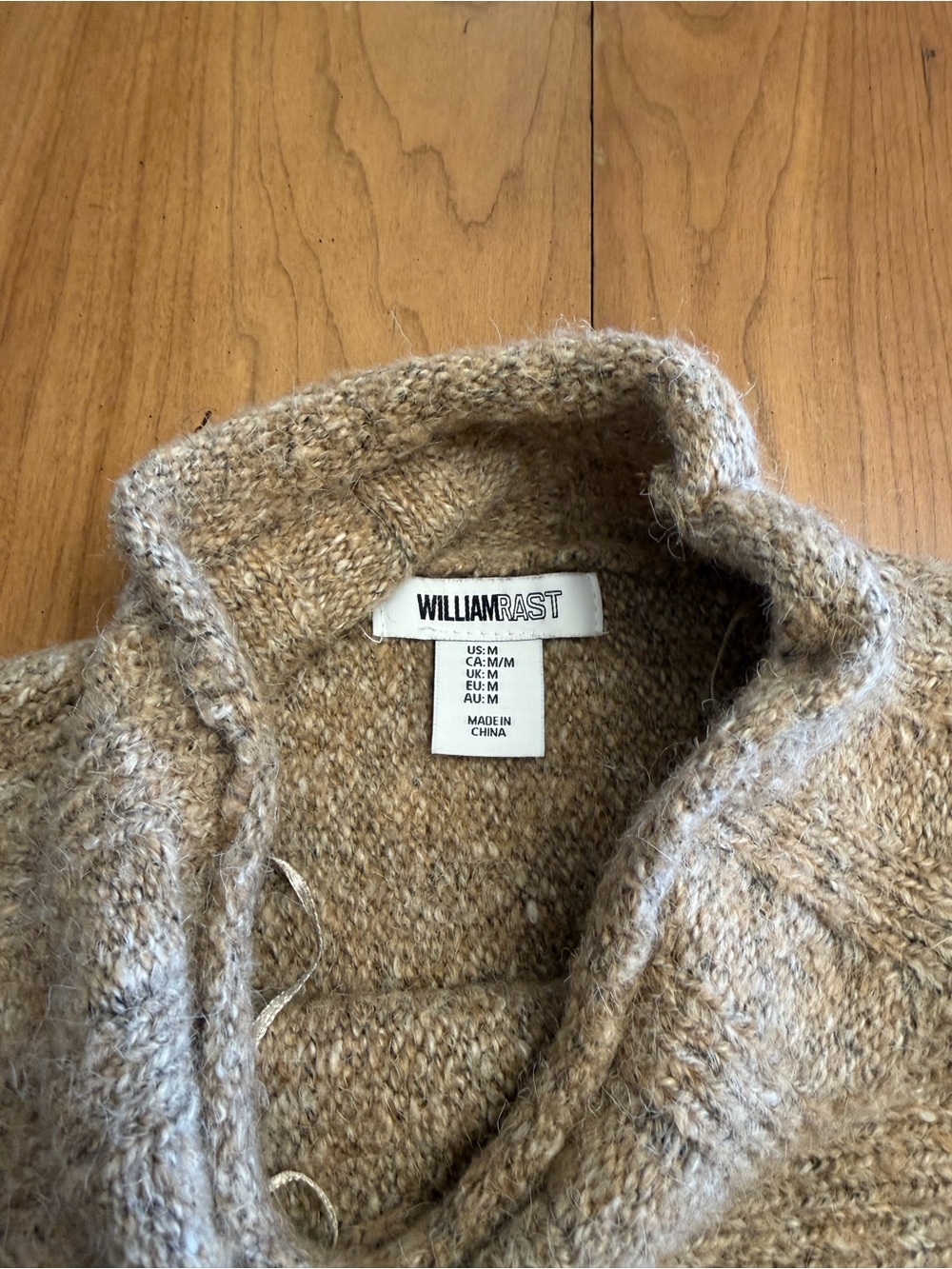 William Rast Light Taupe Mock Neck Wool Blend Sweater | Quiet Luxury | M - Picture 6 of 7